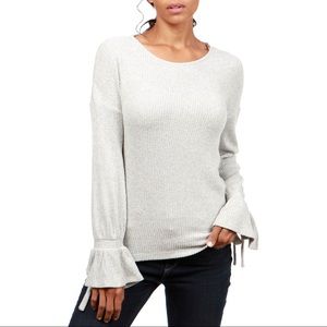 Lucky Tie Sleeve Sweater - Gray - XS